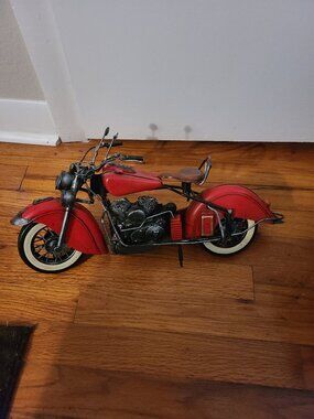 1956 INDIAN MOTORCYCLE Metal Motorcycle Free Standing on Kickstand 16.5" Long